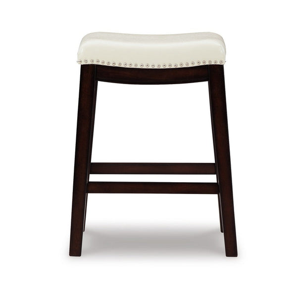 Gia 25 Inch Counter Height Stool, Set of 2, Faux Leather Upholstery, Ivory  - BM316622