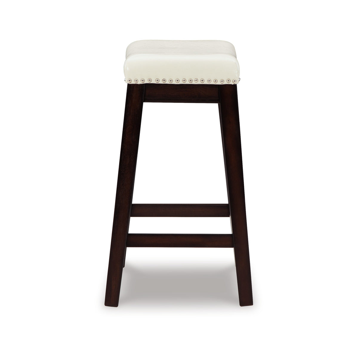 Gia 25 Inch Counter Height Stool, Set of 2, Faux Leather Upholstery, Ivory  - BM316622