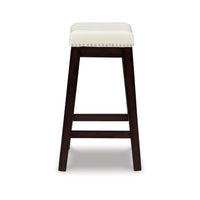 Gia 25 Inch Counter Height Stool, Set of 2, Faux Leather Upholstery, Ivory  - BM316622