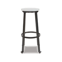 Isla 29 Inch Barstool, Set of 2, Farmhouse Style, Black Metal, White Seat - BM316625