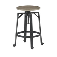 Xin 22-27 Inch Counter Stools, Set of 2, Adjustable Height, Brown and Black - BM316628