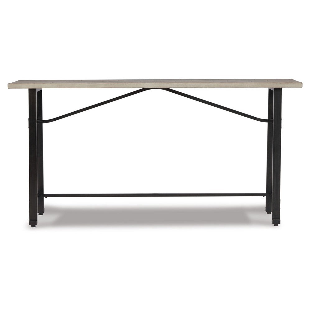 Xin 72 Inch Counter Height Table, Metal Hardware, Light Brown Surface  - BM316633