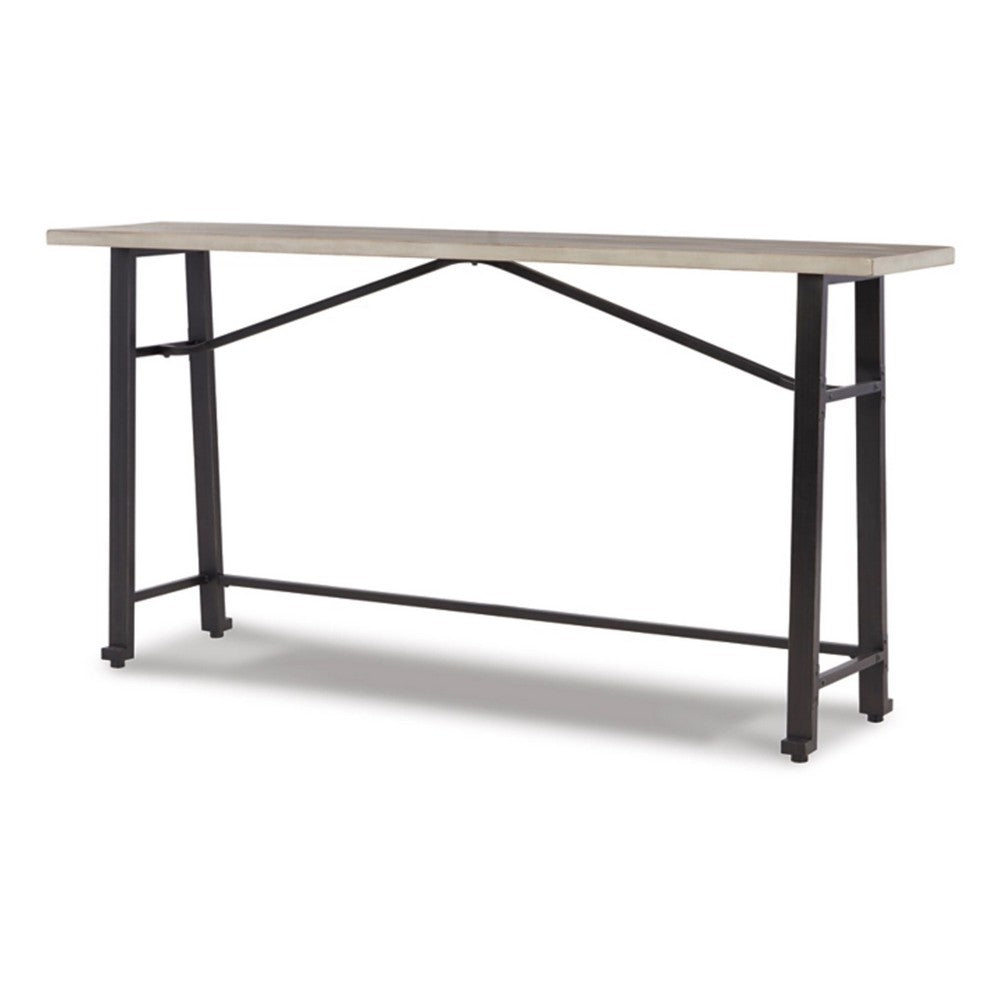 Xin 72 Inch Counter Height Table, Metal Hardware, Light Brown Surface  - BM316633