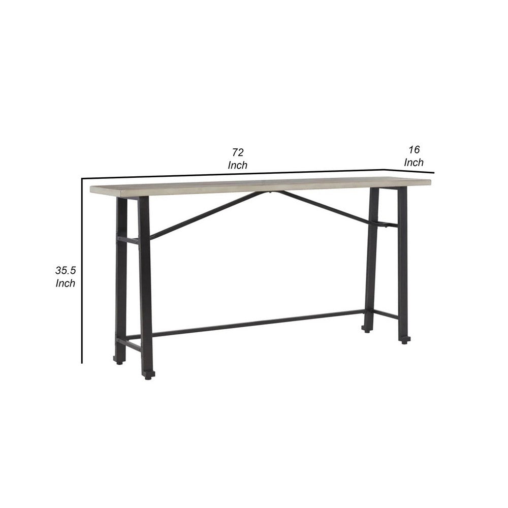 Xin 72 Inch Counter Height Table, Metal Hardware, Light Brown Surface  - BM316633