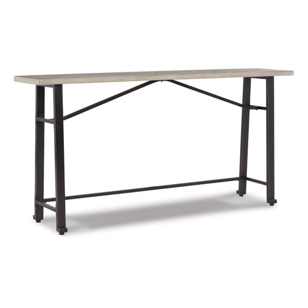 Xin 72 Inch Counter Height Table, Metal Hardware, Light Brown Surface  - BM316633