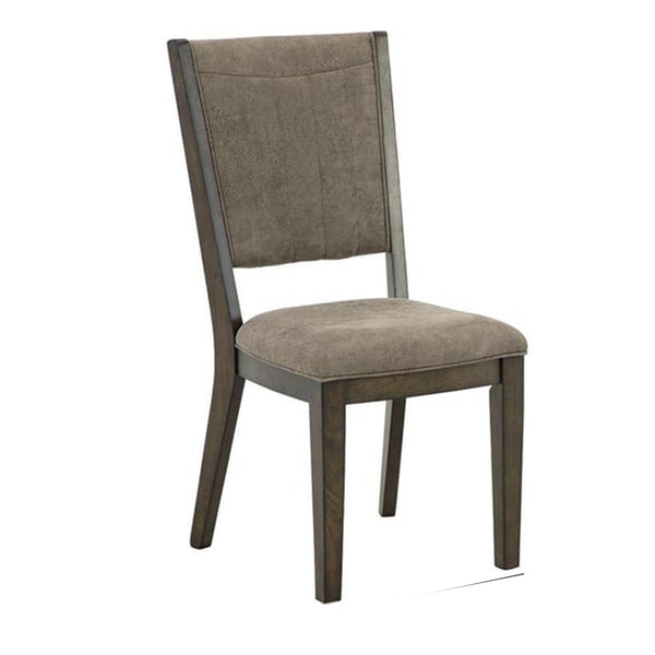 Wes 19 Inch Dining Side Chair, Set of 2, Light Gray Faux Leather Upholstery - BM316634