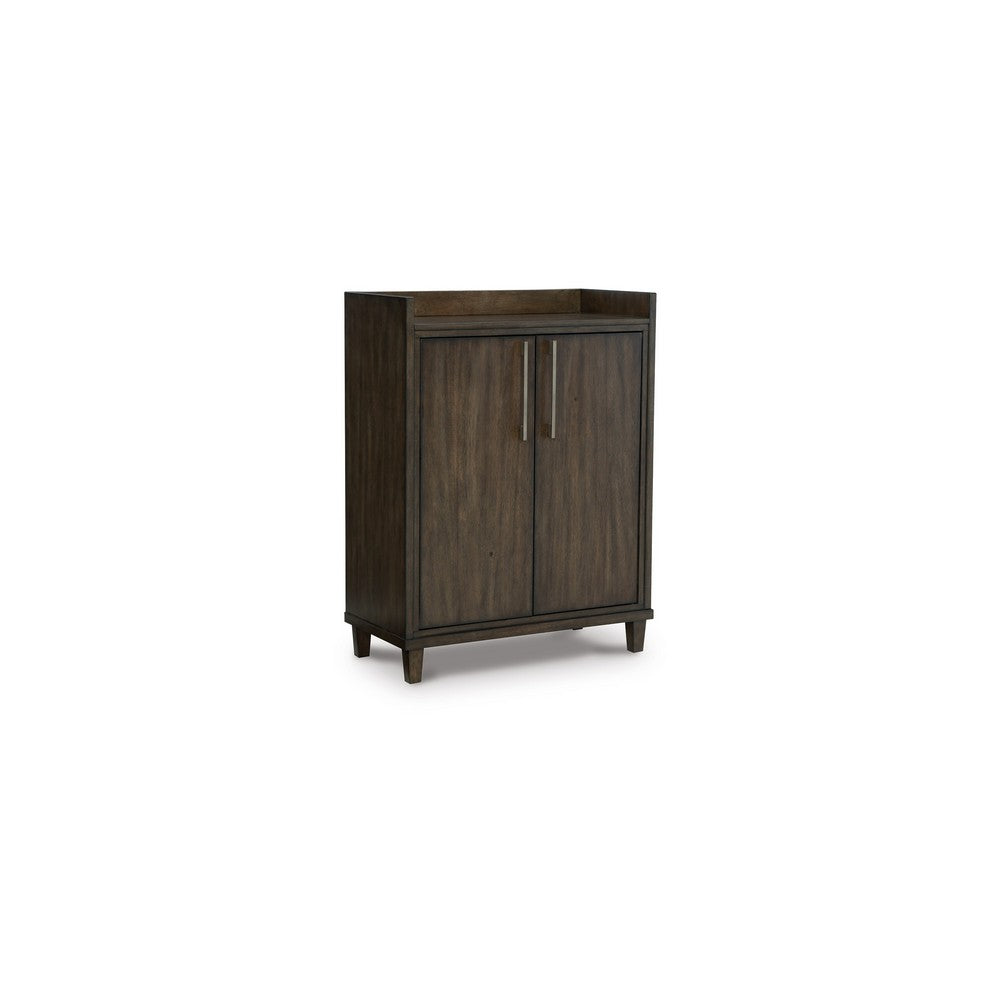 Wes 43 Inch Bar Cabinet, Dual Door Opening, Spacious Top, Rich Brown Finish - BM316636