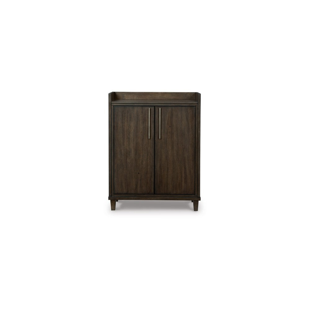 Wes 43 Inch Bar Cabinet, Dual Door Opening, Spacious Top, Rich Brown Finish - BM316636