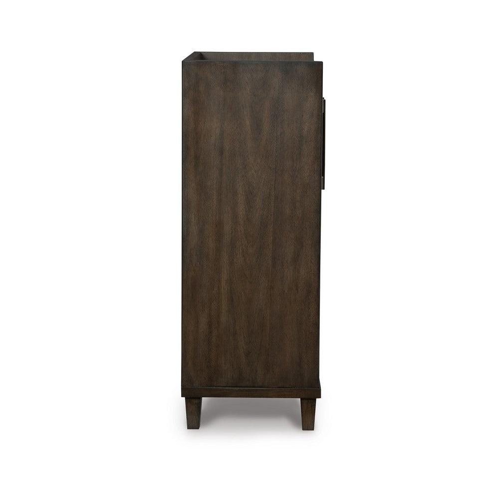 Wes 43 Inch Bar Cabinet, Dual Door Opening, Spacious Top, Rich Brown Finish - BM316636