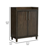 Wes 43 Inch Bar Cabinet, Dual Door Opening, Spacious Top, Rich Brown Finish - BM316636