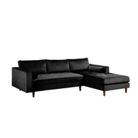 Ryle 104 Inch Sectional Sofa with Reversible Chaise, Pillows, Black Velvet - BM316643