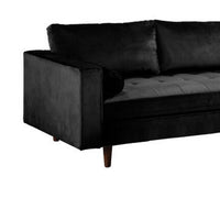 Ryle 104 Inch Sectional Sofa with Reversible Chaise, Pillows, Black Velvet - BM316643