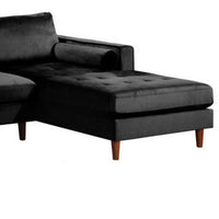 Ryle 104 Inch Sectional Sofa with Reversible Chaise, Pillows, Black Velvet - BM316643