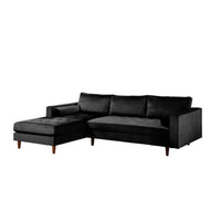 Ryle 104 Inch Sectional Sofa with Reversible Chaise, Pillows, Black Velvet - BM316643