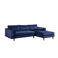 Ryle 104 Inch Sectional Sofa with Reversible Chaise, Pillows, Blue Velvet - BM316645