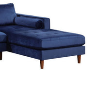 Ryle 104 Inch Sectional Sofa with Reversible Chaise, Pillows, Blue Velvet - BM316645