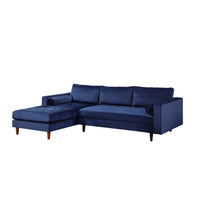 Ryle 104 Inch Sectional Sofa with Reversible Chaise, Pillows, Blue Velvet - BM316645