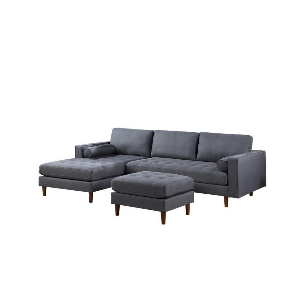 Benzara Ryle 104 Inch Sectional Sofa, Reversible Chaise, Pillows