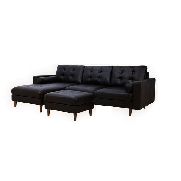 Ryle 104 Inch Sectional Sofa with Chaise, Ottoman, 2 Pillows, Black Woven - BM316650