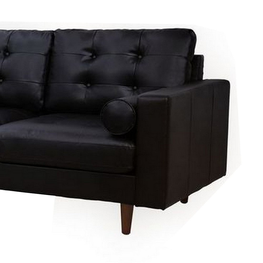 Ryle 104 Inch Sectional Sofa with Chaise, Ottoman, 2 Pillows, Black Woven - BM316650