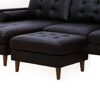 Ryle 104 Inch Sectional Sofa with Chaise, Ottoman, 2 Pillows, Black Woven - BM316650