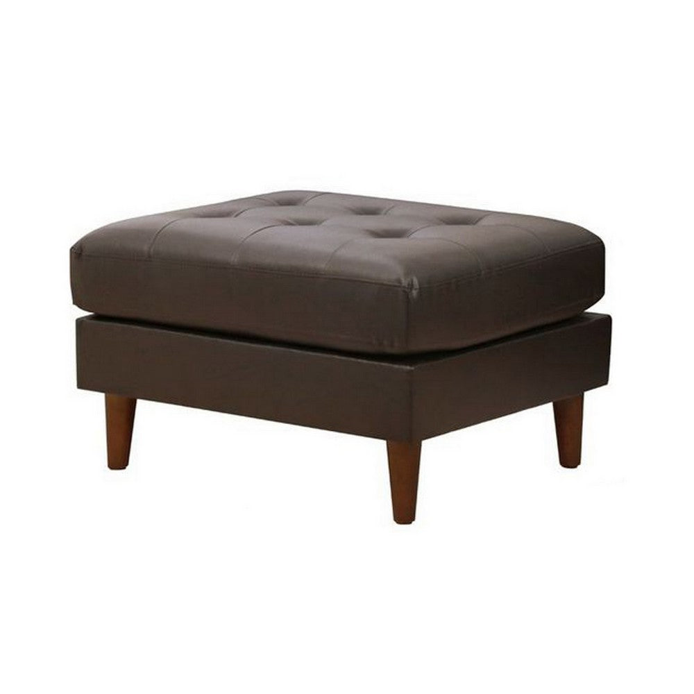 Ryle 104 Inch Sectional Sofa, Chaise, Ottoman, Pillows, Brown Faux Leather - BM316651