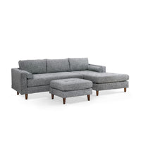 Ryle 104 Inch Sectional Sofa with Chaise and Ottoman, 2 Pillows, Light Gray - BM316653