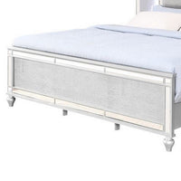 Lio Modern Queen Size Bed, LED, Mirror Trim Silver Velvet Tufted Upholstery - BM316665