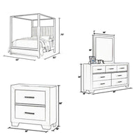 Abby 4pc Queen Canopy Bedroom Set with Dresser, Mirror, Nightstand, Gray - BM316677