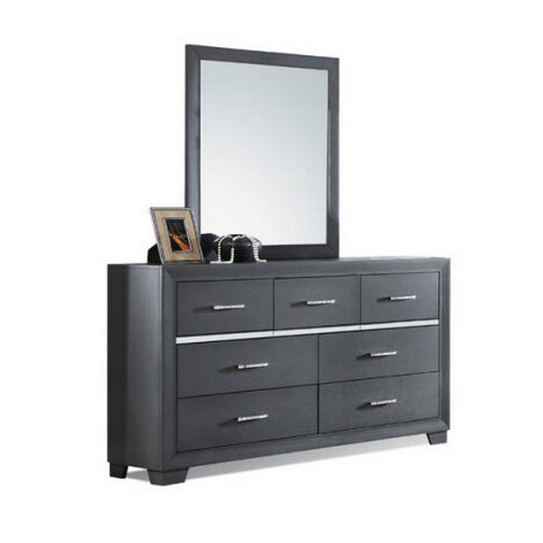 Abby 4pc Queen Canopy Bedroom Set with Dresser, Mirror, Nightstand, Gray - BM316677