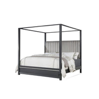 Abby 4pc King Canopy Bedroom Set with Dresser, Mirror, Nightstand, Gray - BM316678