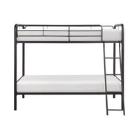 Tara 79 Inch Twin Bunk Bed, Sleek Metal Frame with Ladder in Dark Bronze - BM316683