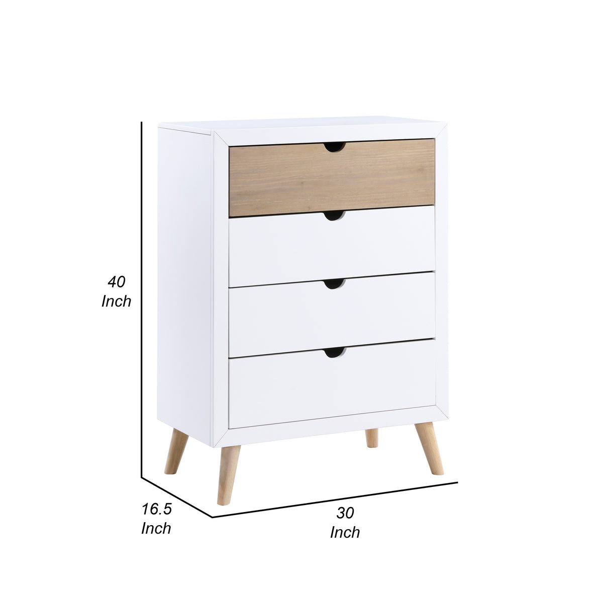 Benzara Kara 40 Inch Kids Tall Dresser Chest, 4 Drawers, Open Handles, White, Brown - BM316690 |Benzara.com Benzara Kara 40 Inch Kids Tall Dresser Chest, 4 Drawers, Open Handles, White, Brown - BM316690 |Benzara.com
