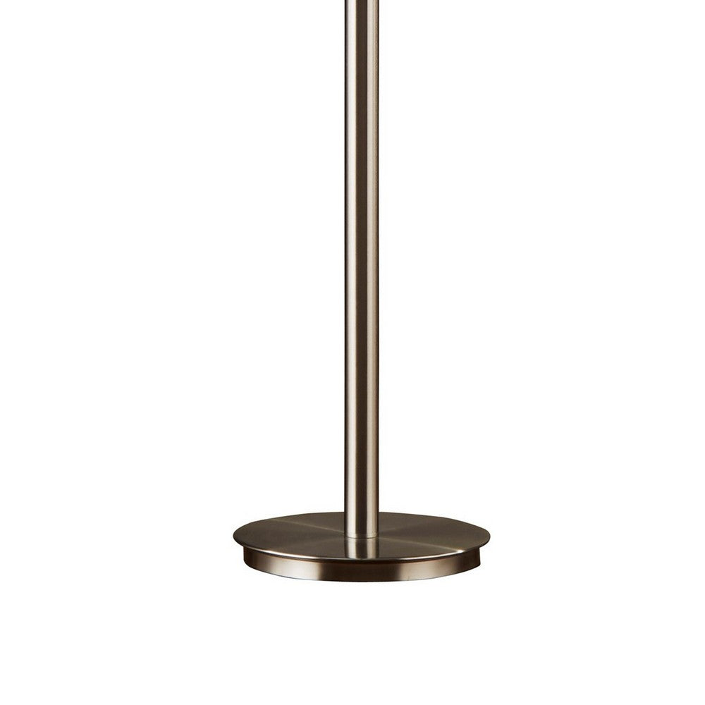 Lila 65 Inch Floor Lamp, Slender Stem, 3 Wire Wrapped Spheres, Satin Nickel - BM316693