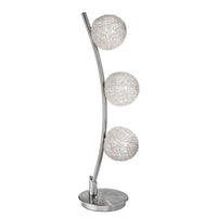 Lila 30 Inch Table Lamp, Curved Stem with 3 Spheres, Satin Nickel Finish - BM316694