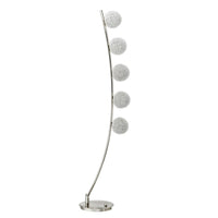 Lila 61 Inch Floor Lamp, Curved Stem with 5 Spheres, Satin Nickel Aluminium - BM316695