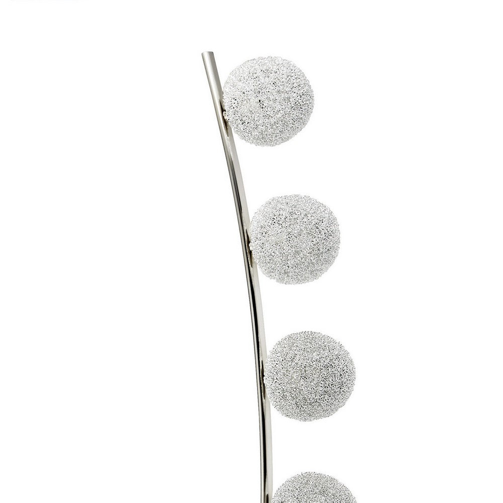 Lila 61 Inch Floor Lamp, Curved Stem with 5 Spheres, Satin Nickel Aluminium - BM316695