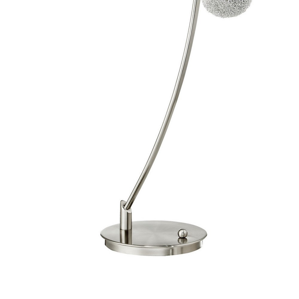 Lila 61 Inch Floor Lamp, Curved Stem with 5 Spheres, Satin Nickel Aluminium - BM316695