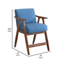 Stella 26 Inch Counter Height Chair, Blue Fabric, Foam Cushions, Brown - BM316699