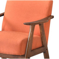 Stella 26 Inch Counter Height Chair, Orange Fabric, Cushions, Brown Wood  - BM316702