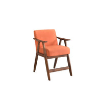 Stella 26 Inch Counter Height Chair, Orange Fabric, Cushions, Brown Wood  - BM316702