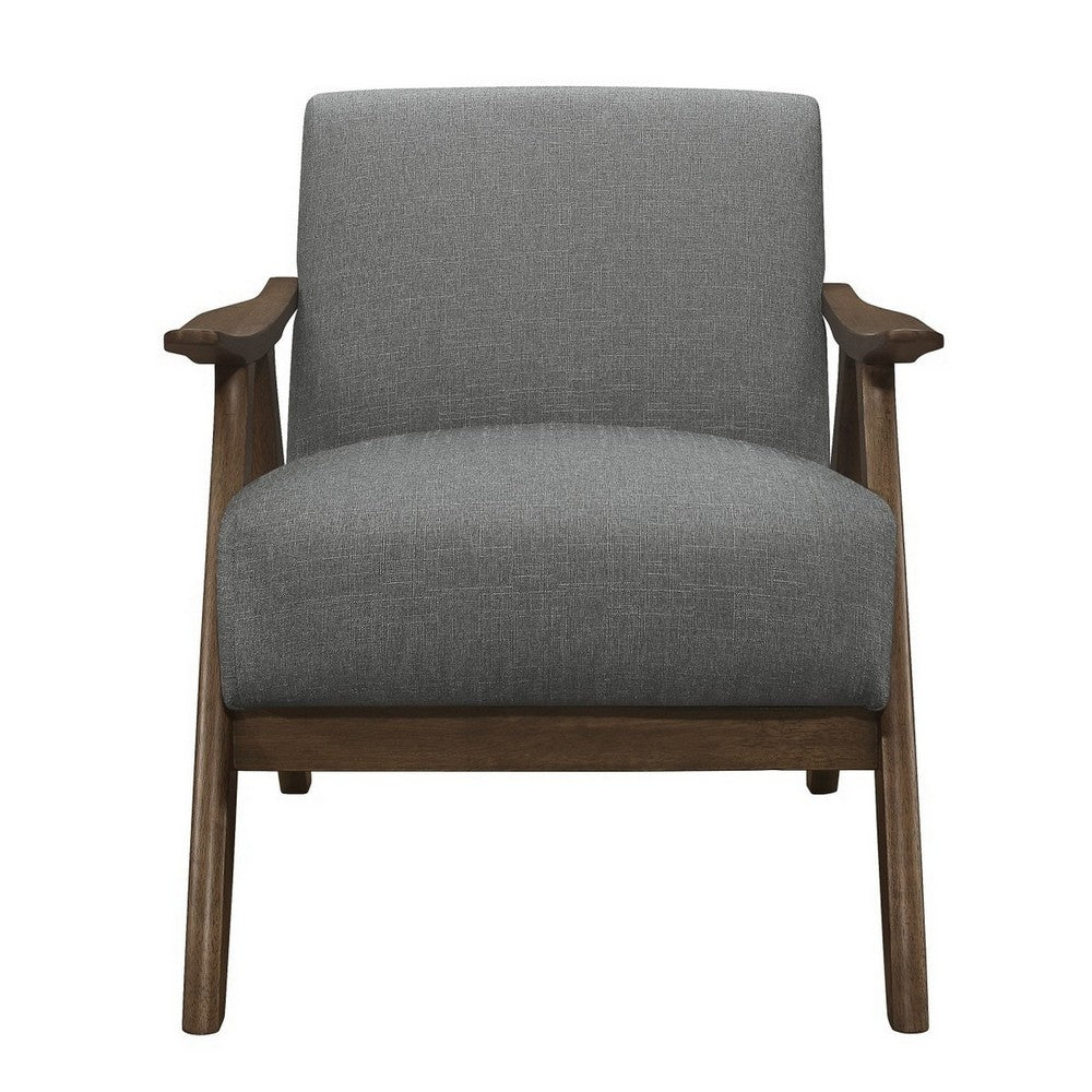 Clovi 32 Inch Rocker Accent Chair, Gray Fabric, Foam Cushions, Brown Wood - BM316705