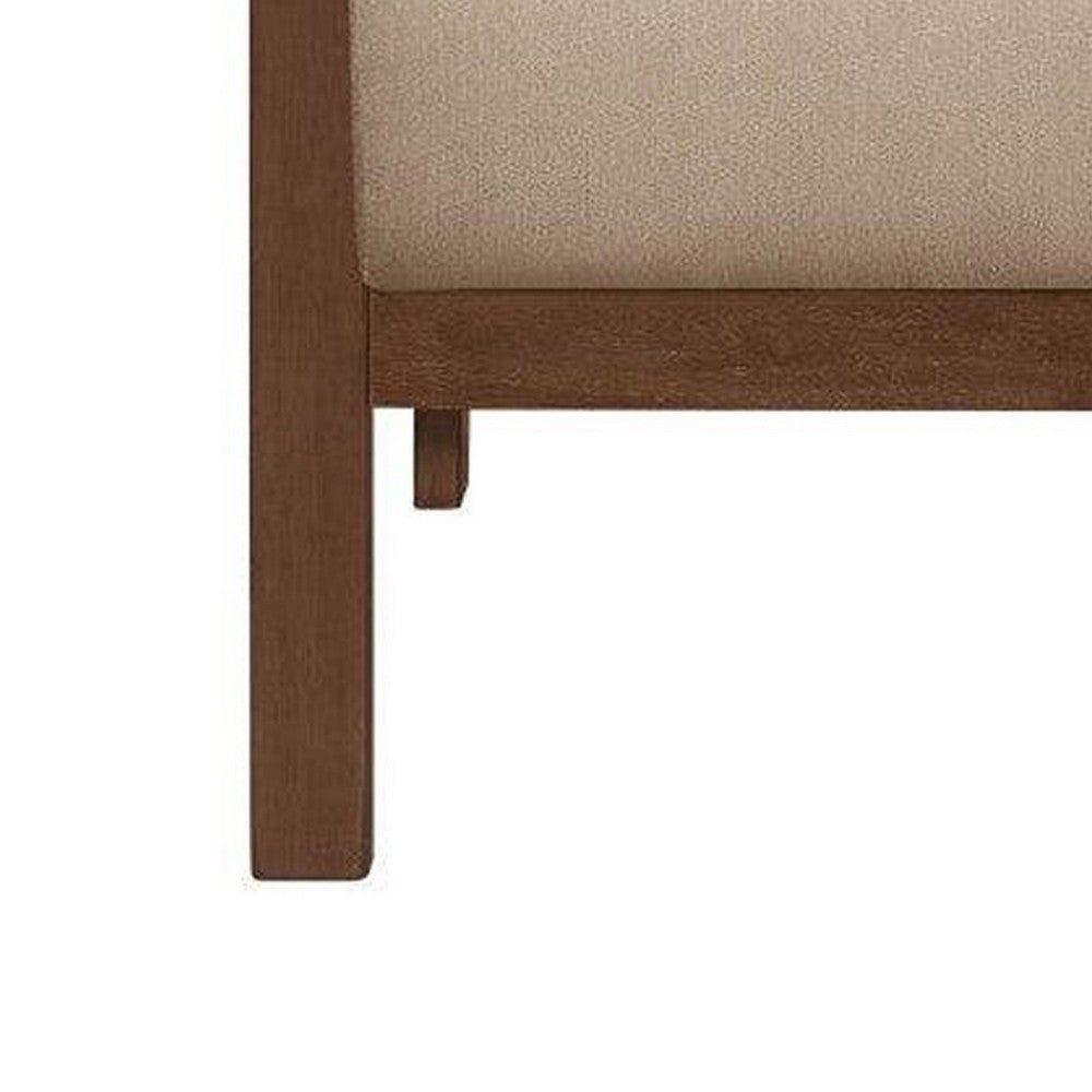 Rima 31 Inch Accent Chair, Beige Fabric, Foam Cushions, Brown Solid Wood - BM316708