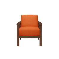 Rima 31 Inch Accent Chair, Orange Fabric, Foam Cushions, Brown Solid Wood - BM316709