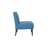 Paula 30 Inch Accent Chair, Blue Fabric, Channel Tufted Back, Brown Wood  - BM316711