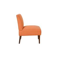 Paula 30 Inch Accent Chair, Orange Fabric, Channel Tufted Back, Brown Wood  - BM316713