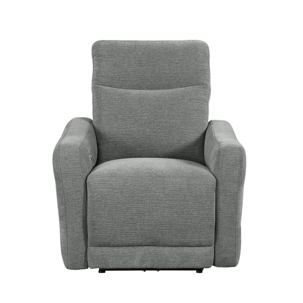 Eddie 38 Inch Power Lay Flat Recliner Chair, Gray Chenille, Power Headrest - BM316725