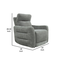 Eddie 38 Inch Power Lay Flat Recliner Chair, Gray Chenille, Power Headrest - BM316725