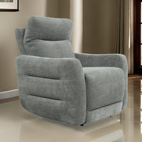 Eddie 38 Inch Power Lay Flat Recliner Chair, Gray Chenille, Power Headrest - BM316725