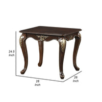 Croy 28 Inch Side End Table, Classic Cabriole Legs, Dark Cherry Brown - BM316733